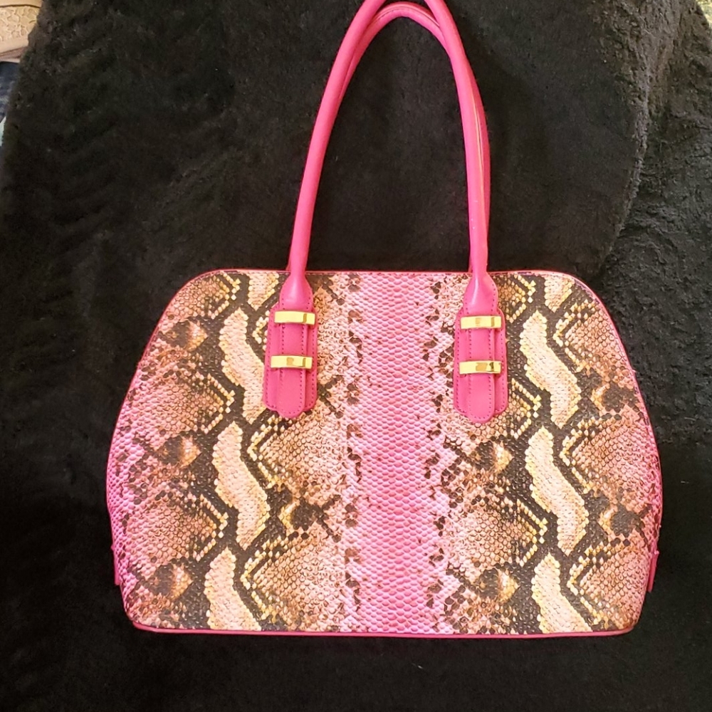 Hot pink  faux snakeskin purse